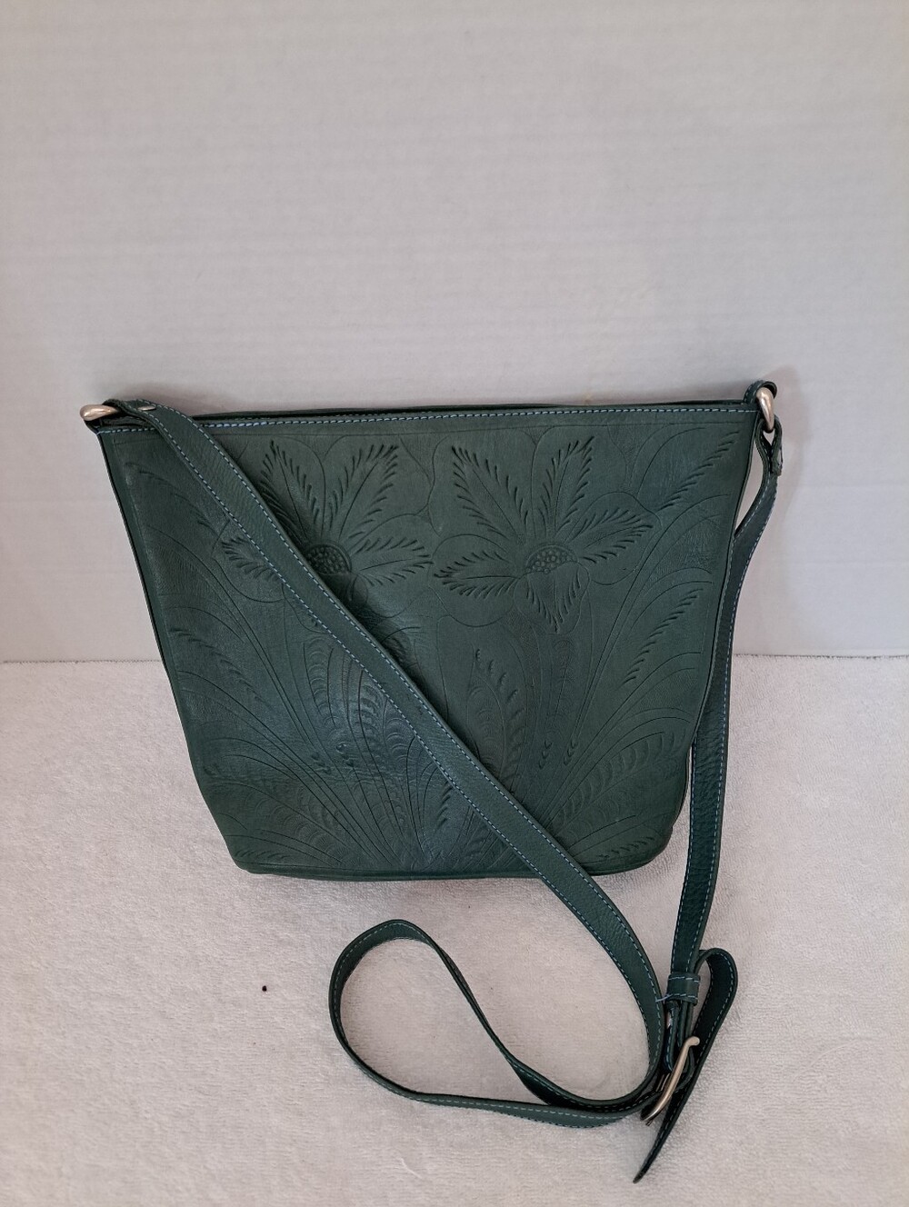 Green Floral Embossed Crossbody Bag - J. L. Saldivar
